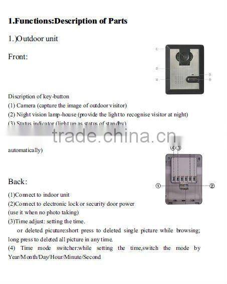 CA803+VD202 7'' Wired Color Video Door Phone