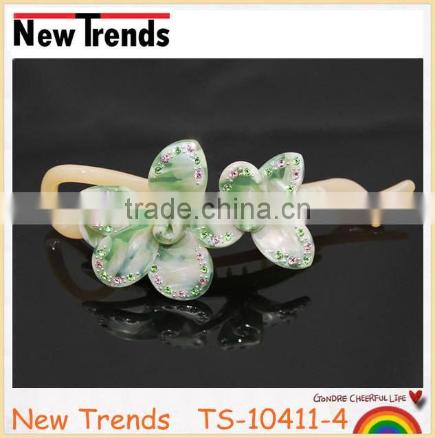 Multi color cellulose acetate flower spring hair clips for young girls