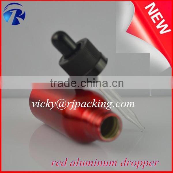 30ml Dark Red essential oil bottle with Aluminum dropper in stock
