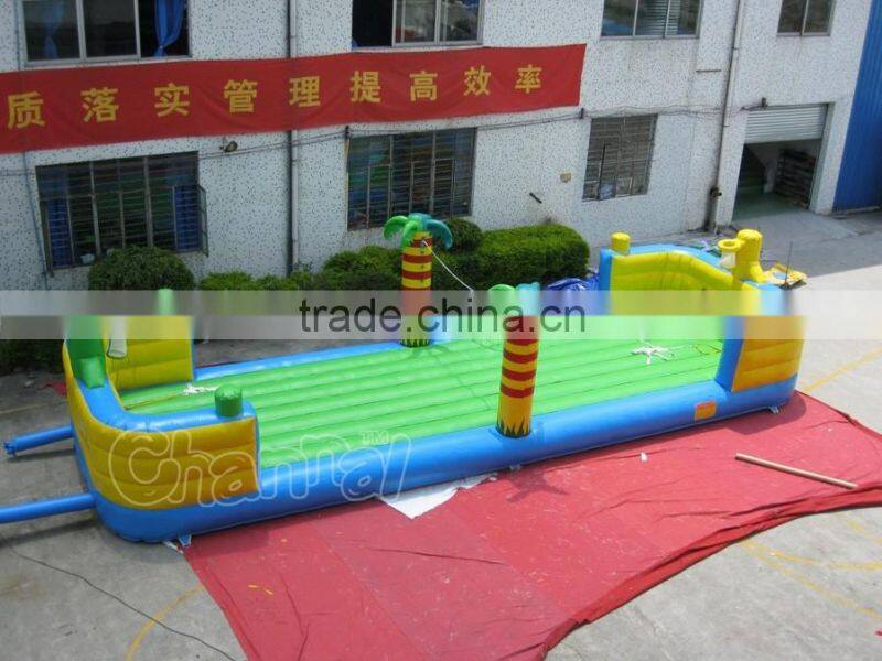 2-in-1 Sports field bungee run giant inflatable volleyball court for sale