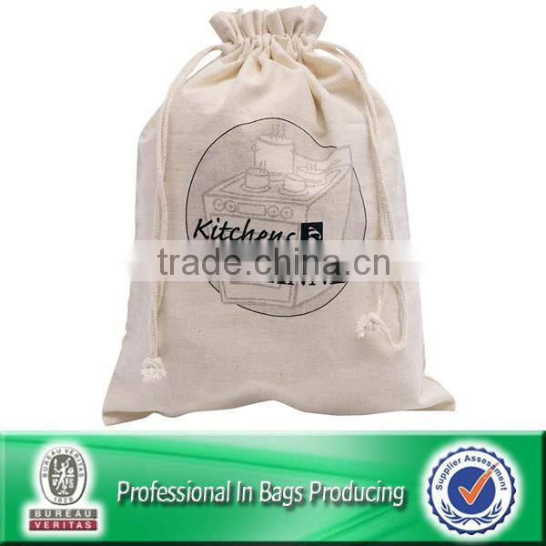 Custom Cheap Black Cotton Drawstring Bag