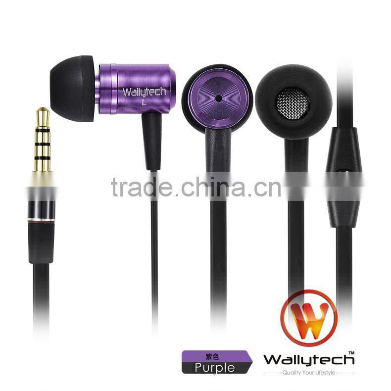 WHF-110 Flat Cable In-Ear Metal Earphones with Microphone and ON/OFF Remote for gift