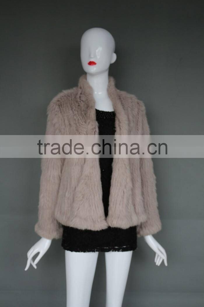 women's fashion oversize knitted rabbit fur short coat ladies winter fur coat