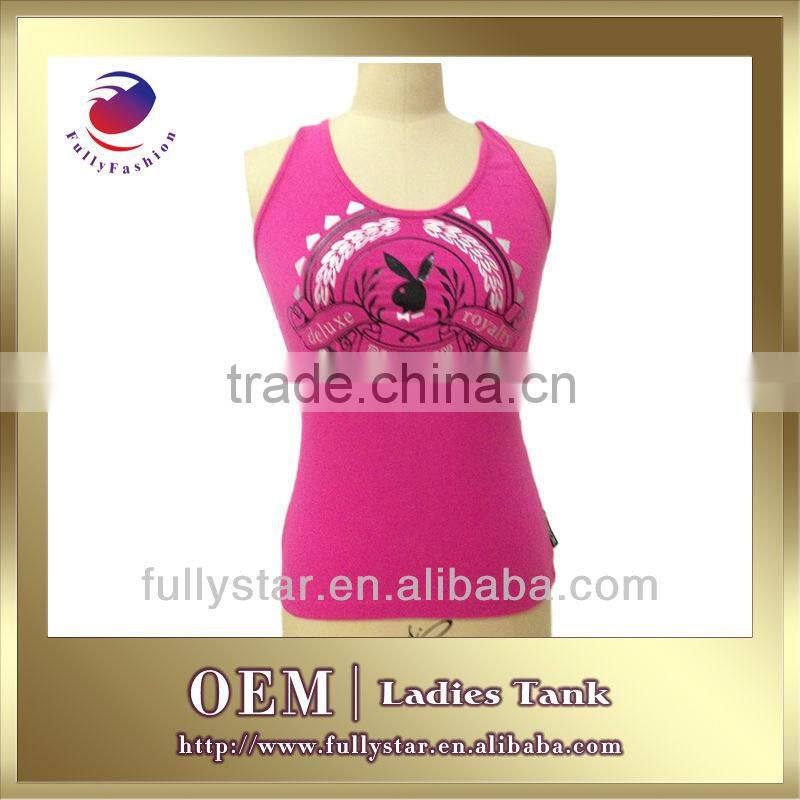 sleeveless bunny print red lady t-shirt
