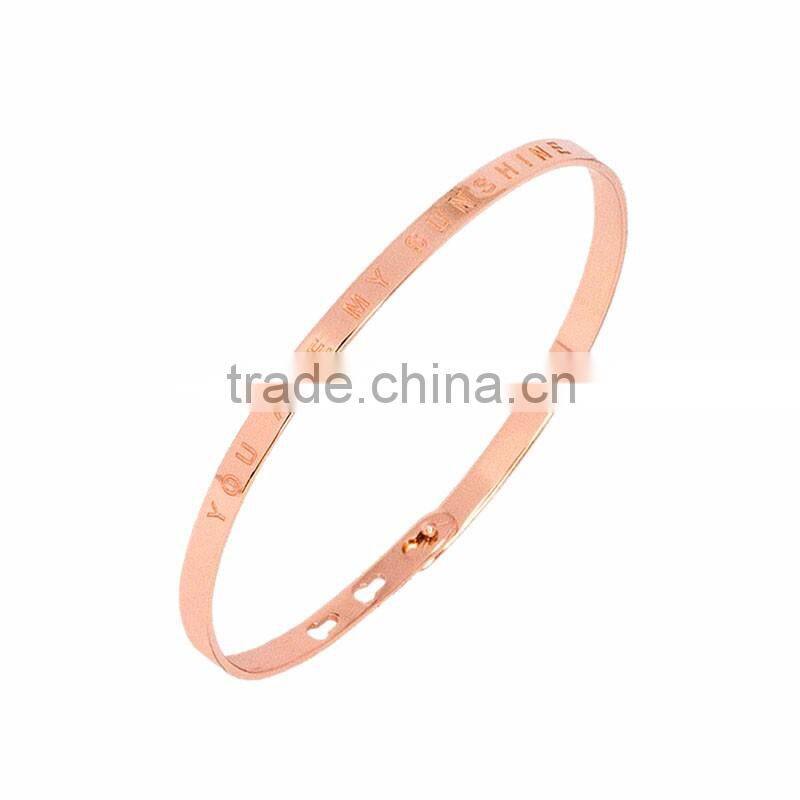 Memories Bangles with Customize Design Word 'YOU ARE MY SUNSHINE' with 4mm/7mm Width