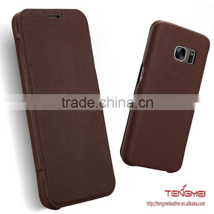 Luxury thin flip PU leather case for samsung galaxy s7 edge