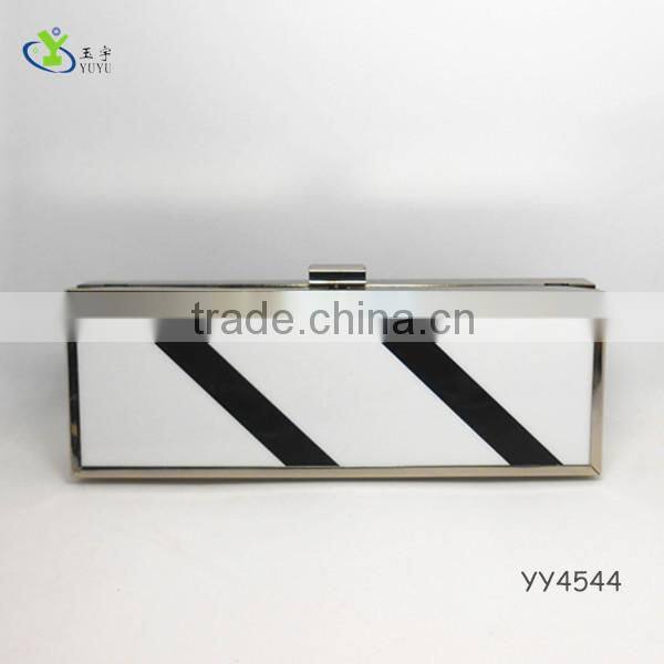 2014 new women pu frame clutch hard case evening bag