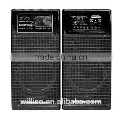 promotion high quality coaxial pa stage DJ speaker withUSB SD FM LIGHT