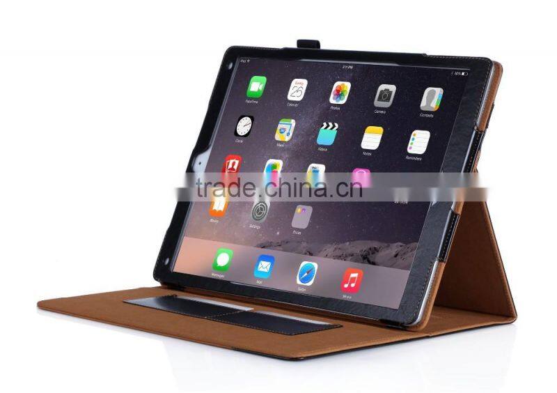 Hot sale vintage card slots closure faux leather stand tablet cover for ipad pro 9.7 inch with stylus pen strap