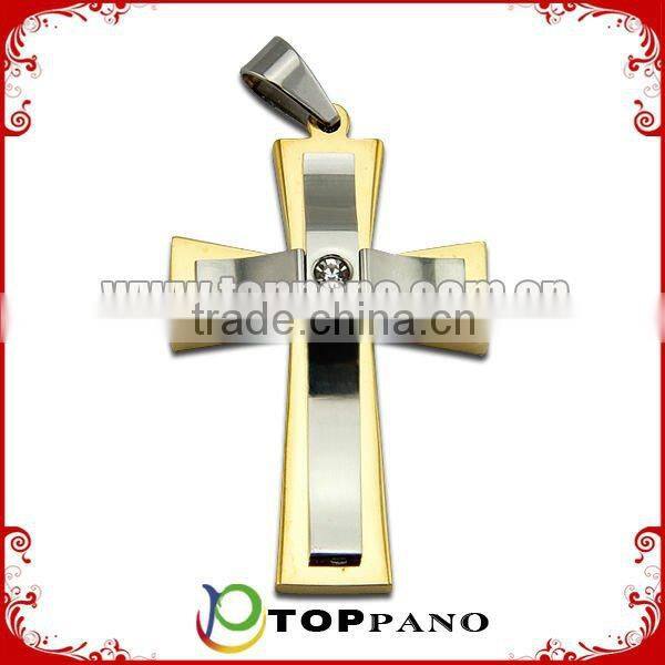 Lucky Cross Pendant Jewelry IPG gold plating 316L stainless steel pendant with quantum energy pendant for ladies