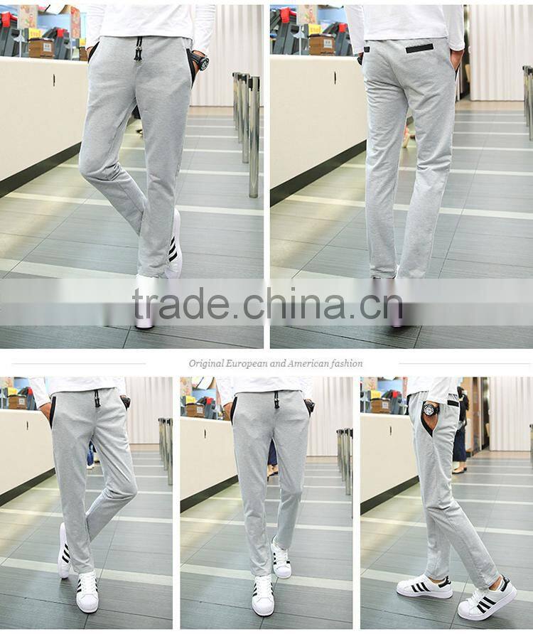 Men Fashion Causal Cotton Pants Solid Color Trousers Man Breathable Straight Plus Size Pants Tether Closed Lapel Sweatpants