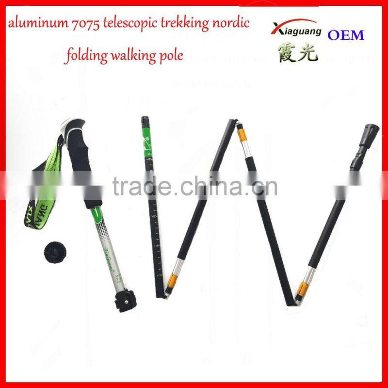 alumium7075 5 sections write handle telescopic adjustable hiking trekking pole nordic folding walking stick