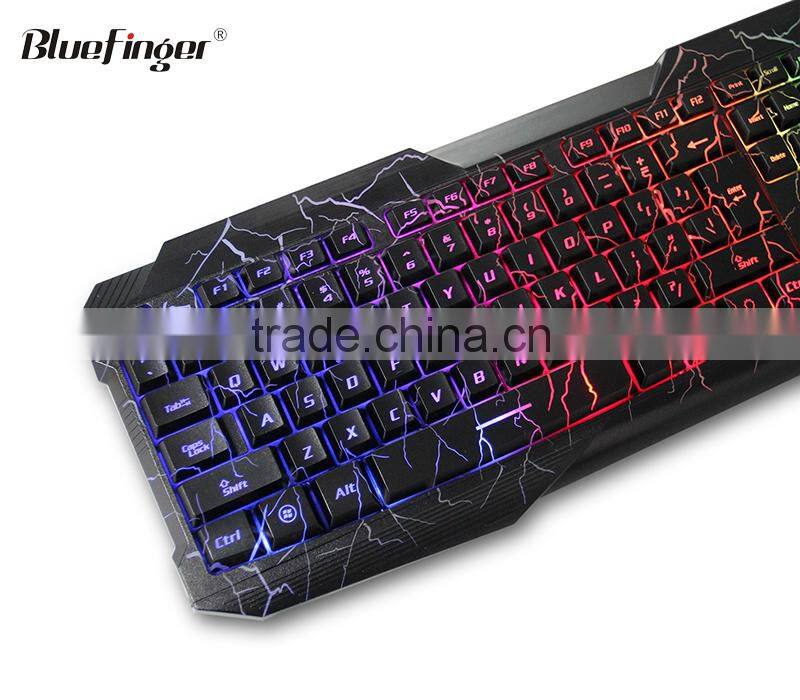 Colorful Cool cheaper USB wired keyboard in rainbow crack parttern