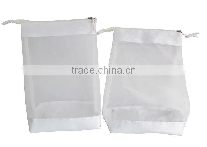 2016 NEW arrival cheap price wholesale nylon mesh vanity bag for promotion,white nylon mesh for main body