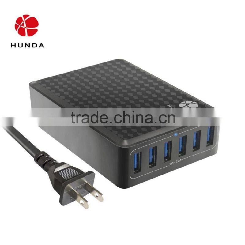 HUNDA 6 Port Desktop Charger USB Station 40W-60W 6-port USB Hub for Iphone 6/6 plus