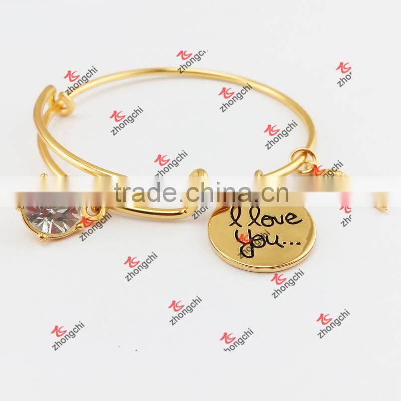 Gold Charms Brass Bracelet Bangles Jewelry