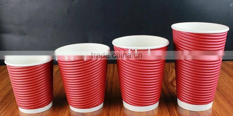 Custom disposable logo print colorful Christmas coffee ripple wall paper cups for coffee/tea/milk