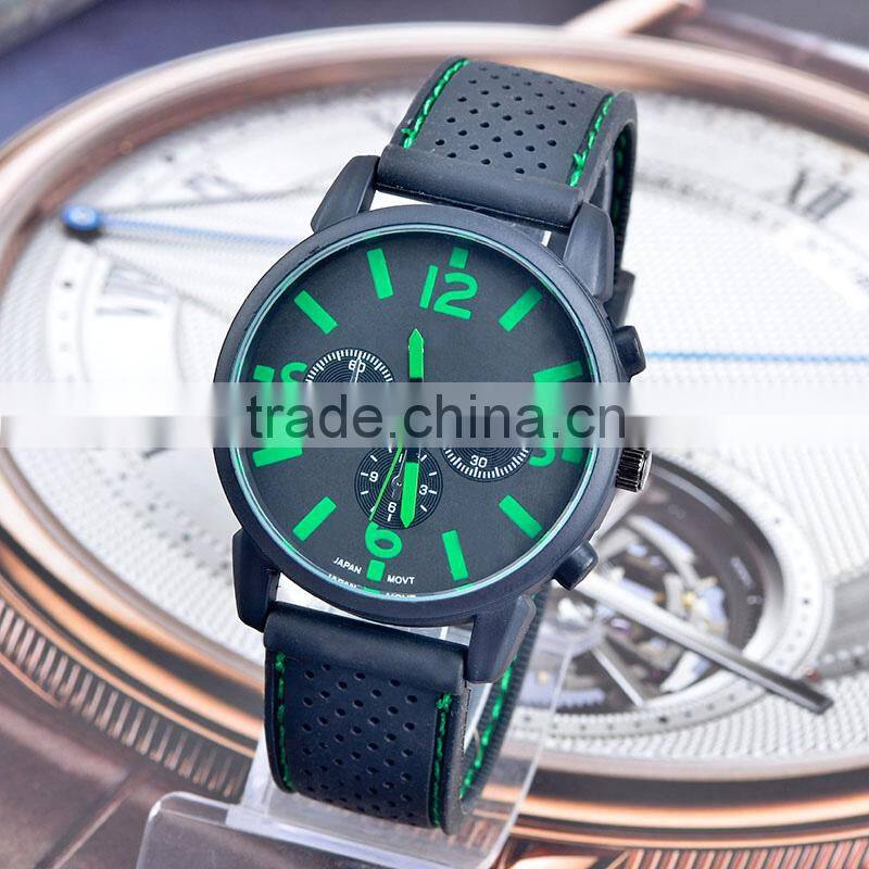 Black Dial Silicone Quartz Analog Water Resistant Shenzhen Sports Watches Men