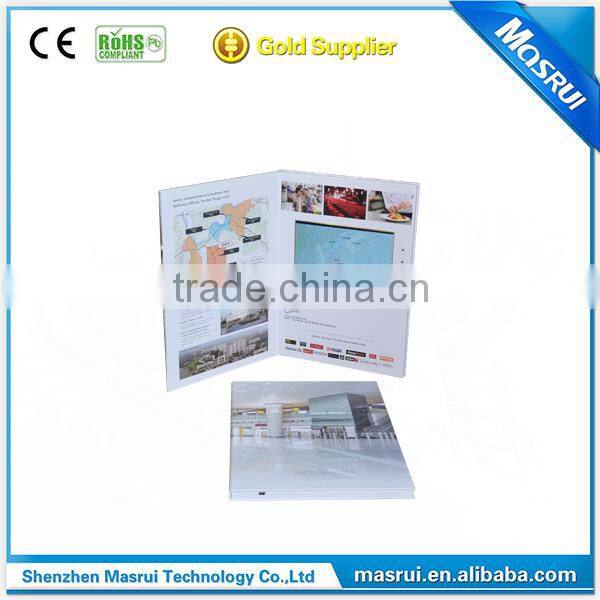 A4 Portrait Hard Cover 7'' LCD Screen Advertising Video Card Video Brochure