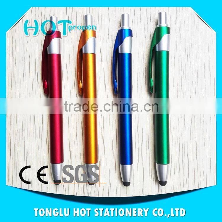 Wholesale promotional products china Lacquer color barrel and clip plastic stylus pens