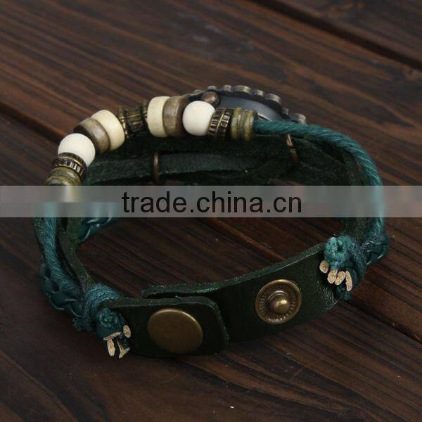 World Fashion Ladies Vintage Cow Leather Bracelet Watches For Girls