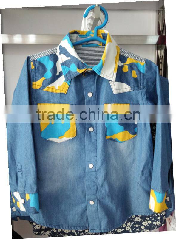 2015 fashion latest design 100%cotton printed combo denim boys fancy shirts