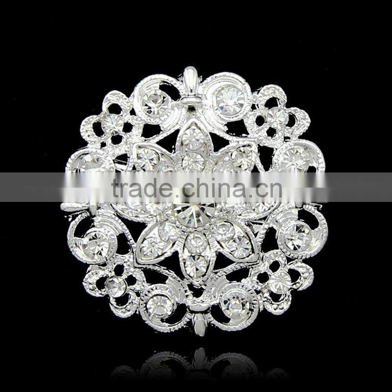 2015 wholesale flower women imitation white gold brooch for wedding invitations prices cloth pin