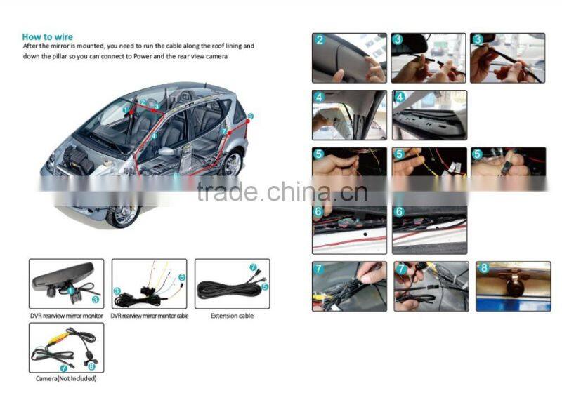 Germid latest 1080P DVR G-Sensor Bluetooth GPS Tracker in Rear View Mirror Monitor