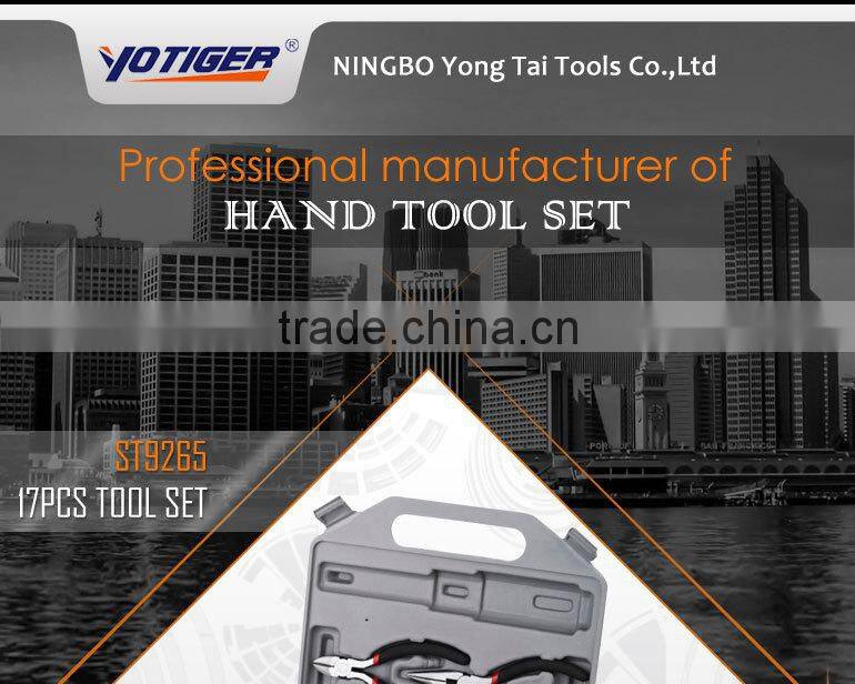 17PCS tools sets 4.5'' diagonal plier 1/4'' Dr.sockets bits 1/4''*3'' extention bar