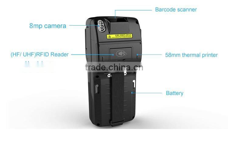 Android Quad-core 4 inchTouch Screen 4G LTE Handheld Mini POS Terminal with WIFI GPS Bluetooth thermal printer built-in