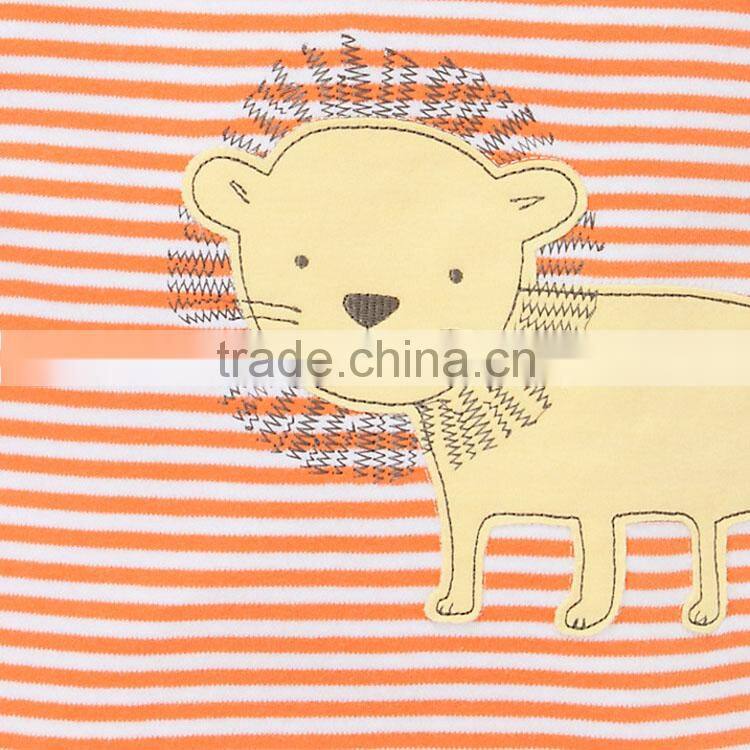 china wholesale orange color striped baby animal print rompers