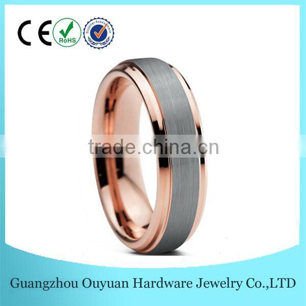 8MM Rose Gold Tungsten Carbide Ring, Brushed Two Tone Tungsten Carbide Ring, Hot Sale Tungsten Ring