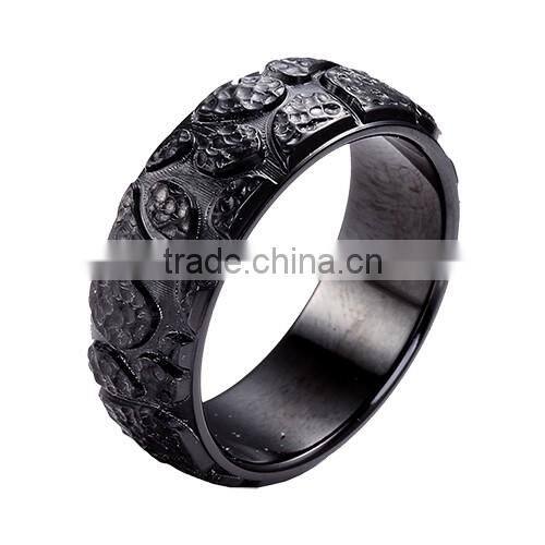 Black titanium plated unique design ring for men