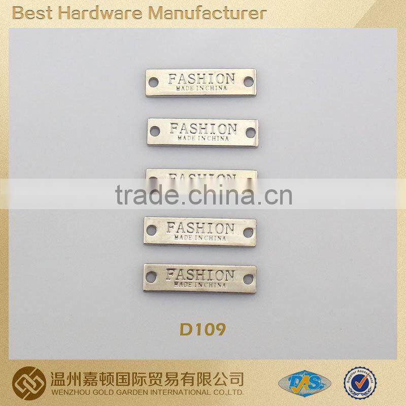 D109 hot zinc alloy gold color trousers label for pants metal trousers accessories