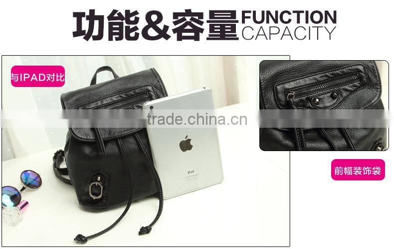 2015 Western Style Wholesale 600D PU backpack fashion schoolbag