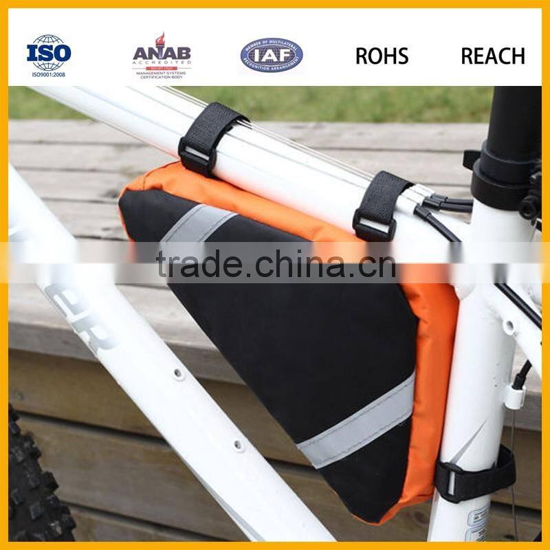 Pannier Corner Frame Bike Storage Bag Water Resistant Black With High Visibility Stripes