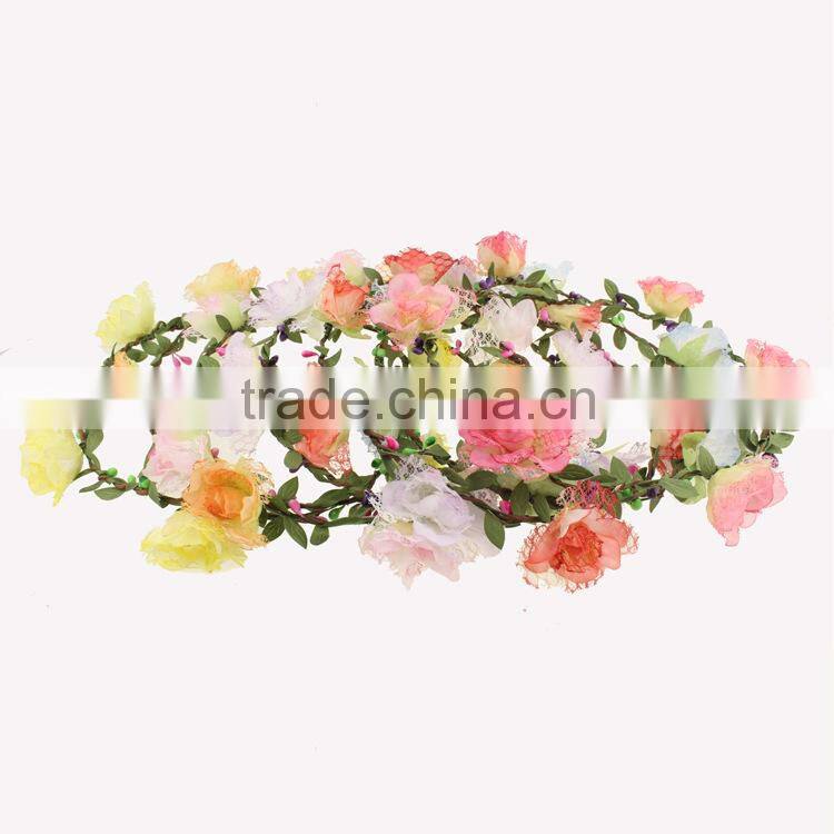 Yiwu factory manufacturer floral hairband ,6 flowers tiara/crown headband for woman