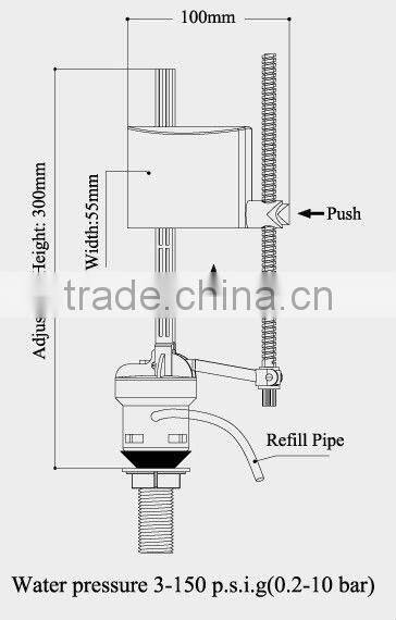 New style adjustable water tank fill valve --T1102