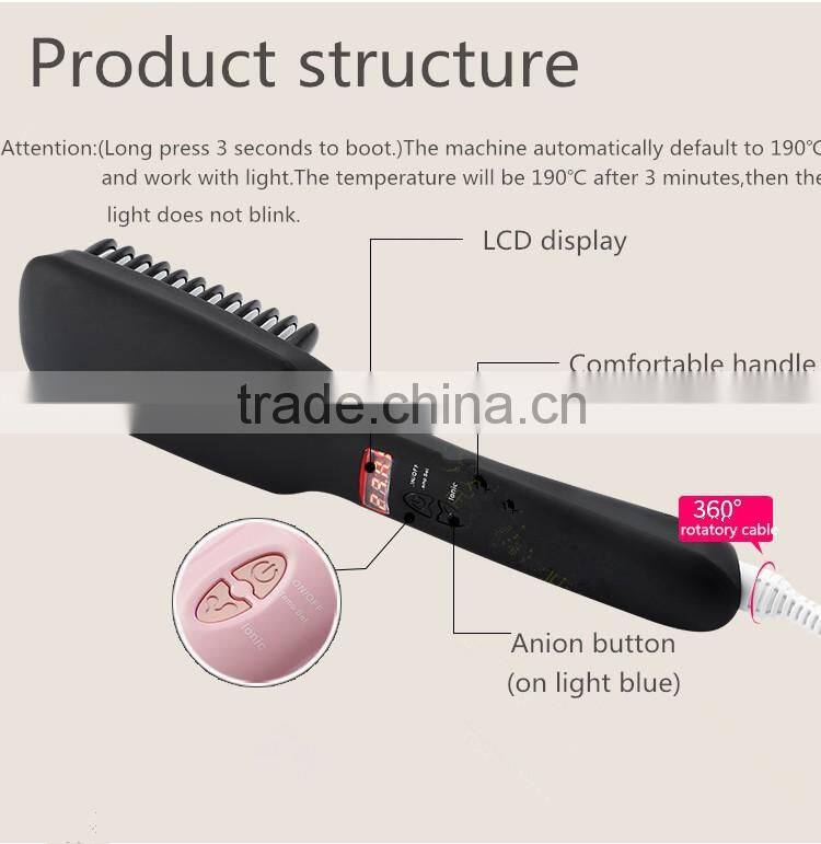 Ceramic PBT Not Hurt Anti-Scald 2 In 1 Anion Hair Straightener Brush