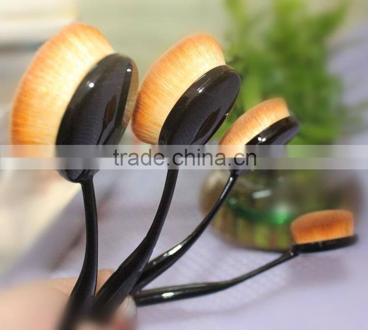 2016 New High Quality 10pcs Oval Makeup Brush Set Cosmetic Toothbrush Curve Foundation Cream Powder Blusher Makeup brush Tool