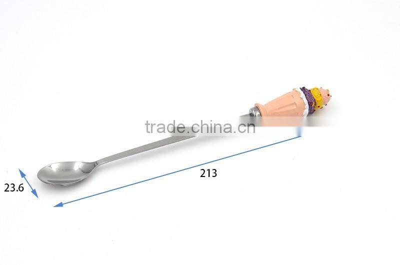 Long handle metal ice-cream spoon with designed tips