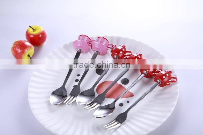 Cute and elegant design dessert spoon & fork set with gift box packing