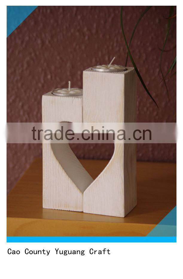 classic wooden heart-shaped candle holder