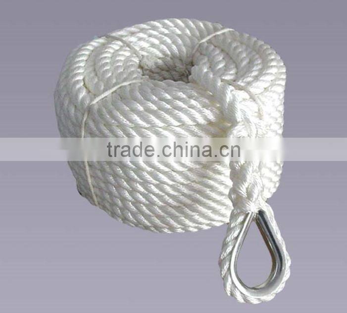 nylon 3strands twist rope, nylon sailboat rope, nylon mooring rope