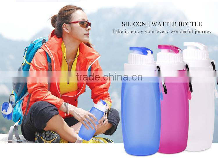 New design bottle bpa free 1L foldable food grade silicone water bottle