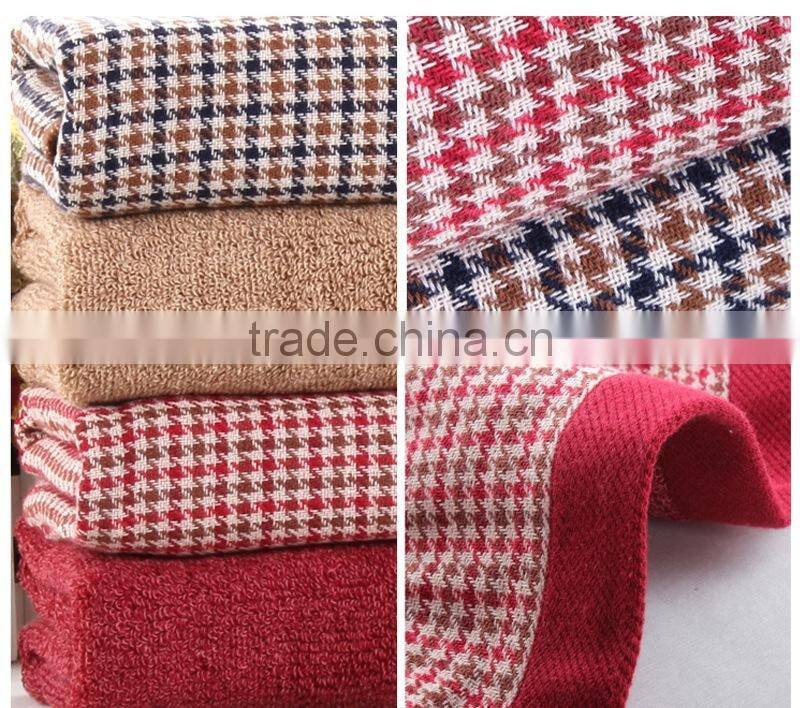 2015 Hot sale 100% check cotton bath towels, cotton face towel