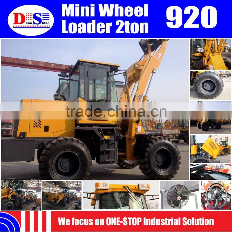 ZL20 Wheel Loader Rated Load 2000kg with CE - Mini Front End Loader ZLY920 Mini Wheel Loader