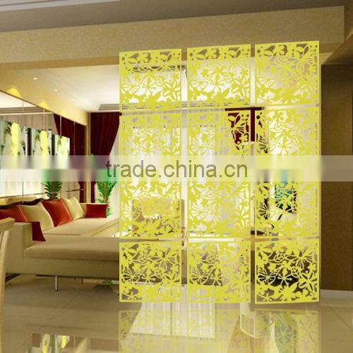 modern flower hollow hanging screen/elegant carved wall sticker 4 pieces set-yellow