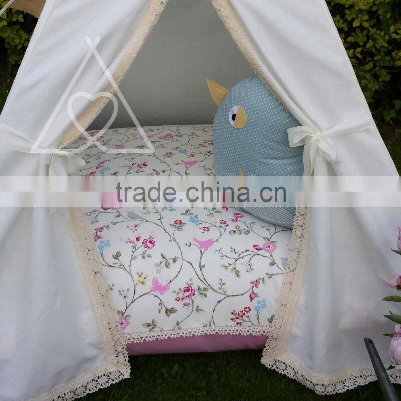 Promotional single pole vintage cream lace children kids play tent