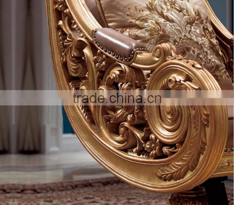 Luxury office furniture solid wood hand carved armrest genuine leather excecutive chair